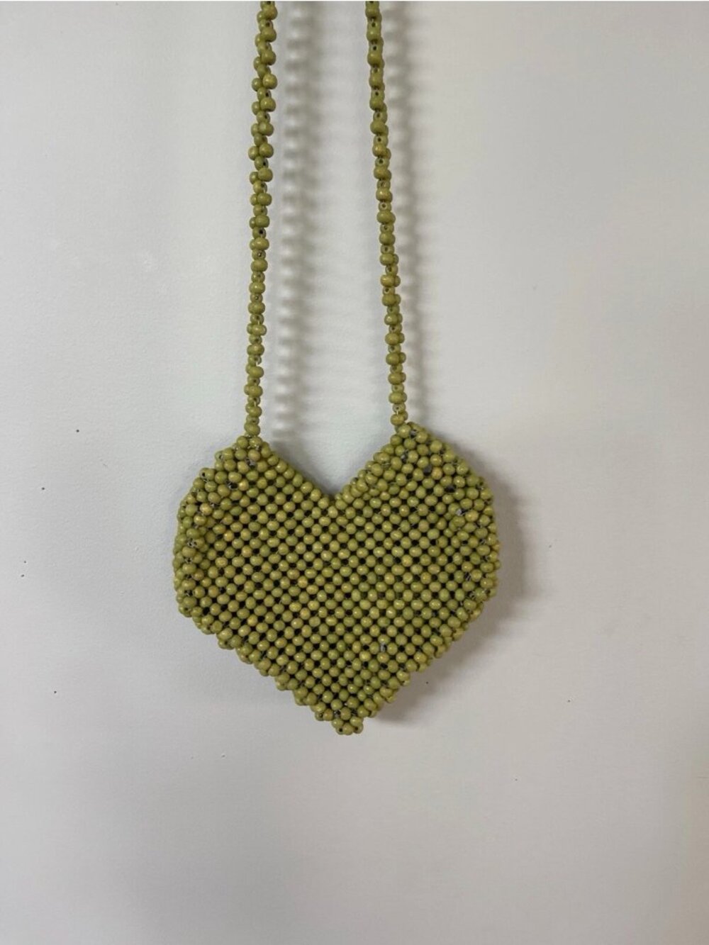 Urban Outfitters Crossbody Beaded Lime Green Heart Shaped Bag NEW